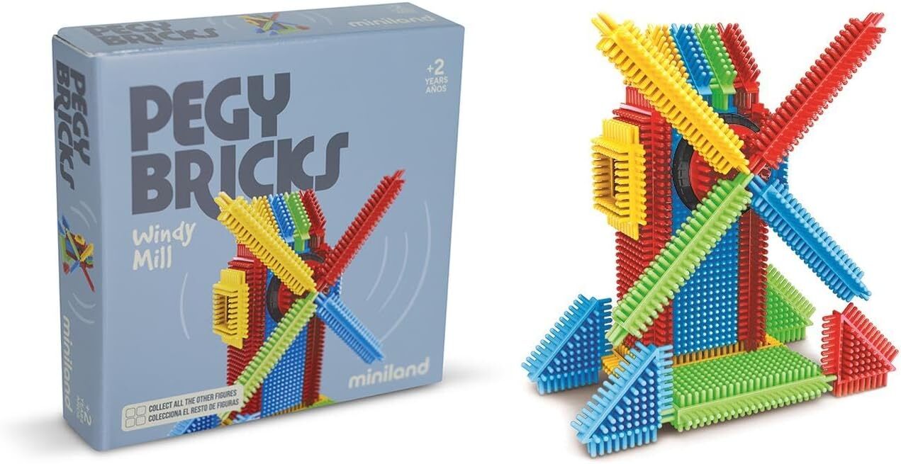 Miniland Pegy Bricks Veterný mlyn - kompletné balenie a dieliky